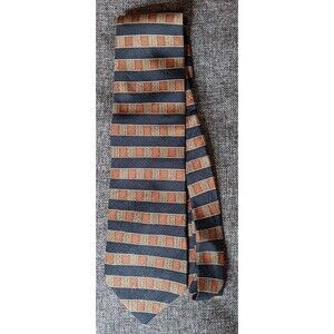 Tie 70s 80s 90s Y2K Mens Kenneth Cole Silk Brown Black Stripe 3.75 Wide 58 Long